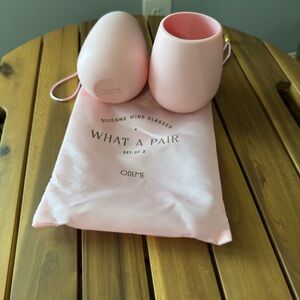 Odeme Blush set of 2 Silicone Wine Glasses 12oz with carry bag NEW
